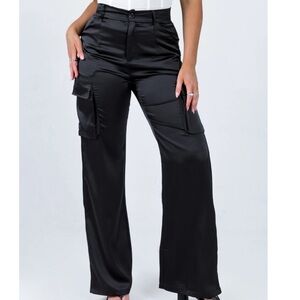 Gilmore Cargo Pants Black satin